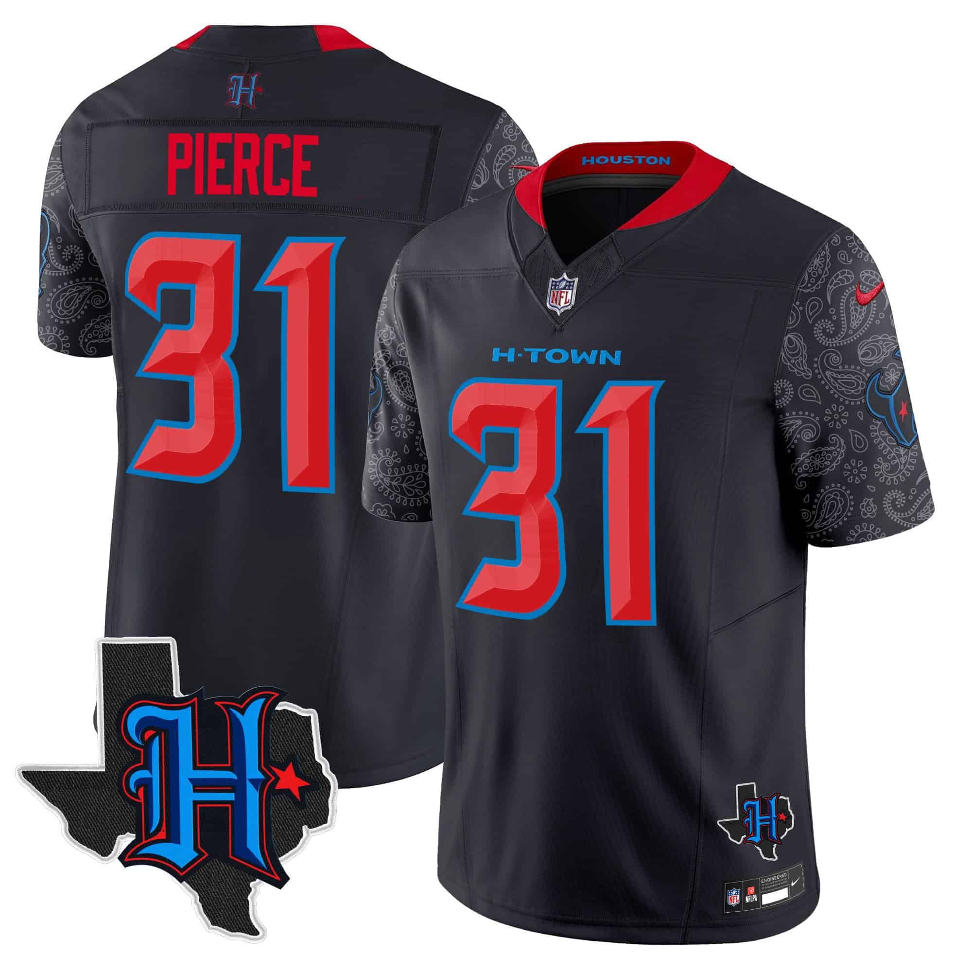Men Houston Texans #31 Pierce Black 2024 Nike Texas Patch Vapor Limited NFL Jersey->indianapolis colts->NFL Jersey